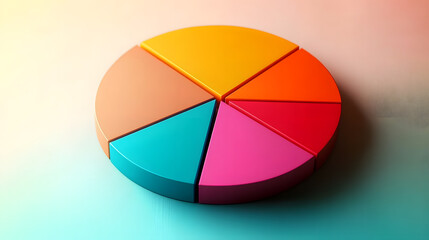 Fototapeta premium A vibrant pie chart illustrating the distribution of compensation elements, such as base salary, bonuses, and benefits