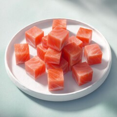 Realistic Digital Display of Premium Seafood Cubes on Plate