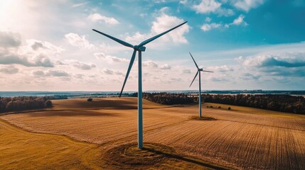 Wind energy, wind turbine in a field