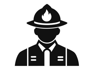 Vector illustration of different men in various uniforms and hats including a firefighter icon