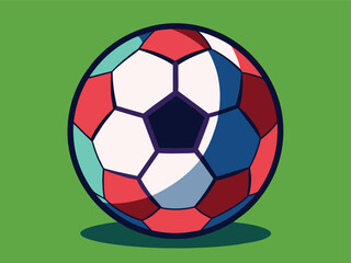 Isolated black and white soccer ball, a sphere of sport for game and goal, sits on both green and white backgrounds