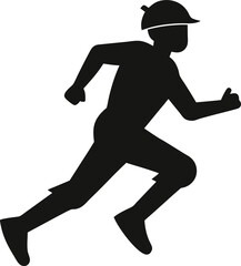 silhouette of soldier running vector art illustration