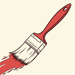 Paintbrush With Red Paint Illustration Art For Creative Projects Design