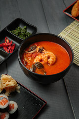 Hot and delicious soup with spices