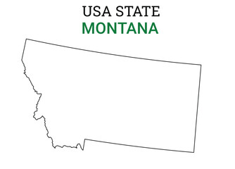 Montana map of USA state. Montana map vector illustration. Montana vector map on white background.
