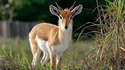 Young Antelope in Lush Grassland