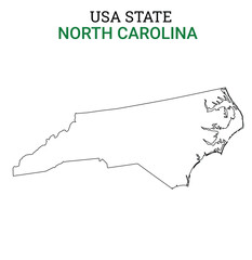 North Carolina map of USA state. North Carolina map vector illustration. North Carolina vector map on white background.