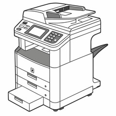 Multifunction Office Printer Outline Vector Illustration For Business And Design Projects