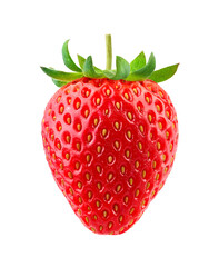 Juicy strawberry levitate isolated on white. Clipping path.