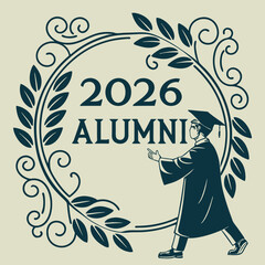 2026 Alumni Graduation Celebration Featuring A Graduate In Cap And Gown
