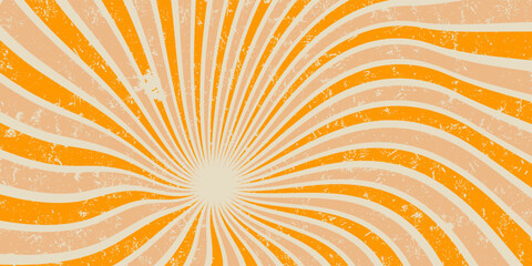 Retro vintage spiral wavy rays sunburst background pattern radial spiral stripes burst comic beam lines grunge texture circus carnival summer backdrop vector illustration groovy retro swirl burst.