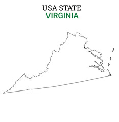 Virginia map of USA state. Virginia map vector illustration. Virginia vector map on white background.