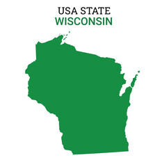 Wisconsin map of USA state. Wisconsin map vector illustration. Wisconsin vector map on white background.
