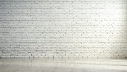 Fototapeta premium Bokeh Brick Wall Background, Studio Photography, Product Presentation, Clean Minimalist Design, White Brick Wall, Shadow, Expansive Floor