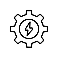 Gear with Power Bolt Inside Icon Design