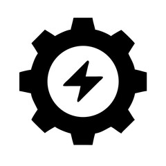 Gear with Power Bolt Inside Icon Design
