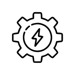 Gear with Power Bolt Inside Icon Design