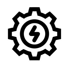 Gear with Power Bolt Inside Icon Design