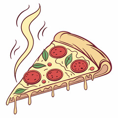 Delicious Slice Of Pepperoni Pizza With Steam Cartoon Vector Illustration