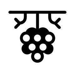 Grapes Hanging on Vine Trellis Icon Design