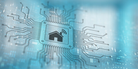 Smart Home IoT Integration, Illustrated on a Processor, Business and Technology Concept.
