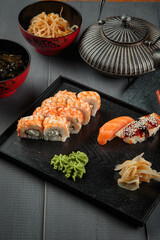 fresh and delicious sushi with cheese