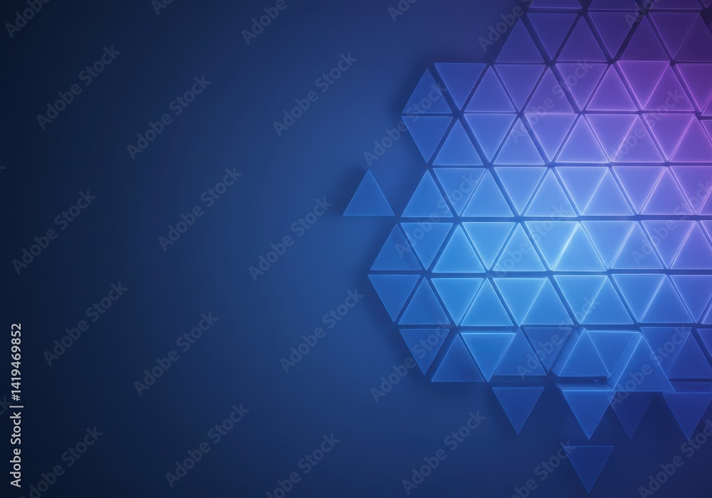 Poster abstract blue and purple triangular geometric pattern background design for technology or corporate 