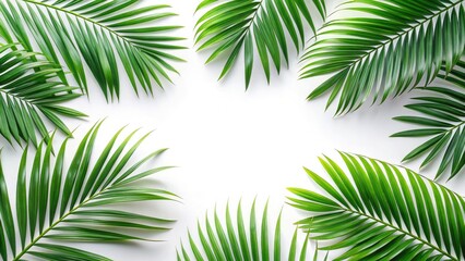 Obraz premium Lush Tropical Palm Leaves Background, Exotic Summer Foliage, Paradise Island Plants, Green Leaf Wallpaper
