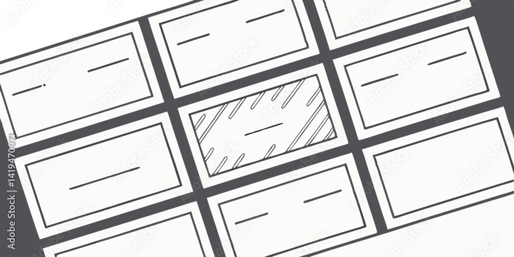 Poster rectangular grid diagram highlighted box hatching minimalist layout template