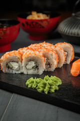 fresh and delicious sushi with cheese