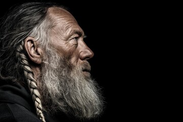 Wise Viking Elder in Dramatic Side Profile – Minimalist Portrait with Natural Light