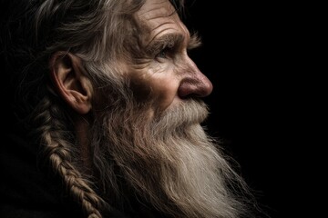 Wise Viking Elder in Dramatic Side Profile – Minimalist Portrait with Natural Light