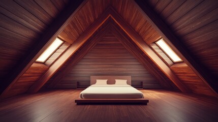 Serene Attic Bedroom: Wooden Beams and Natural Light