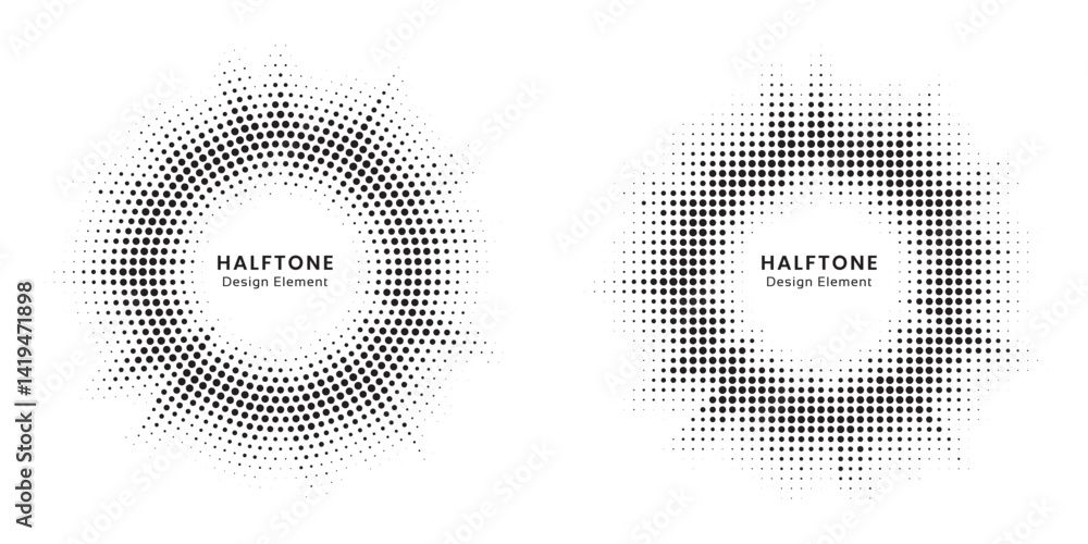 Aufkleber halftone background. glowing light halftone effect. abstract grunge starburst halftone dots backgrou