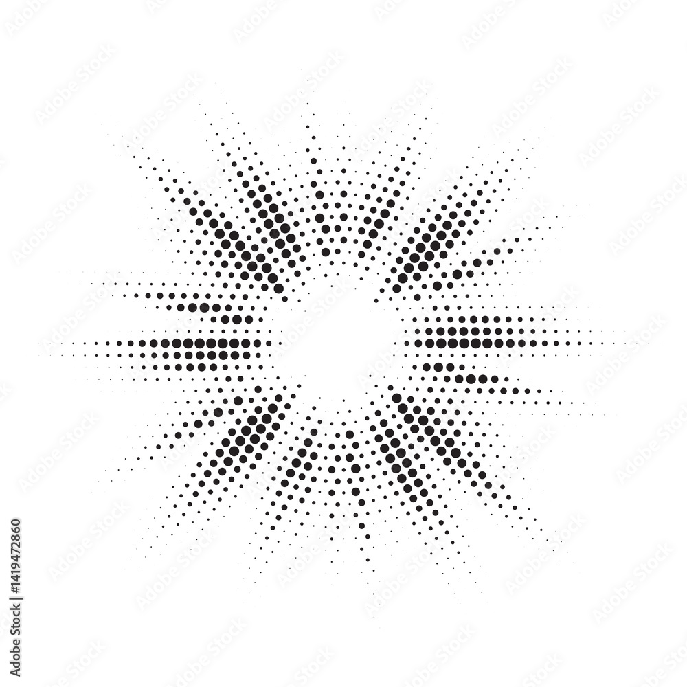 Poster Halftone circle frame background set. Round border Icon using halftone random circle. Grunge circular stain. Vector illustration.