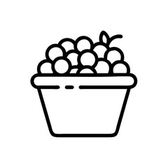 Harvest Basket Filled with Grapes Icon Design