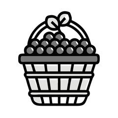 Harvest Basket Filled with Grapes Icon Design