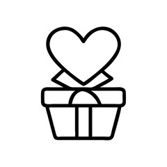 Heart in Gift Box with Ribbon Icon Design