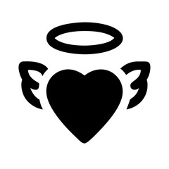 Heart with Angel Wings and Halo Icon Design