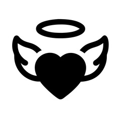 Heart with Angel Wings and Halo Icon Design