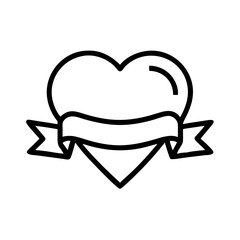 Heart with Ribbon Banner Saying Love Icon Design