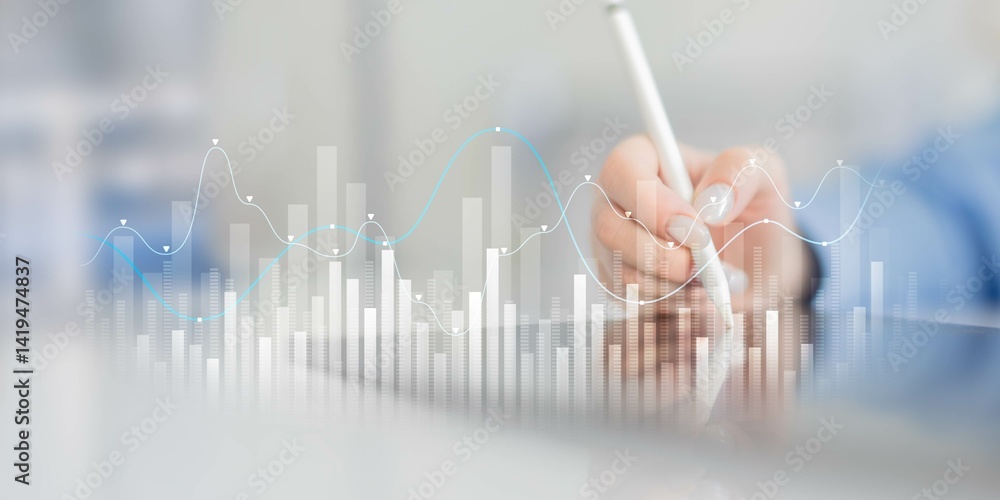 Poster data visualization in financial analytics with trend analysis.