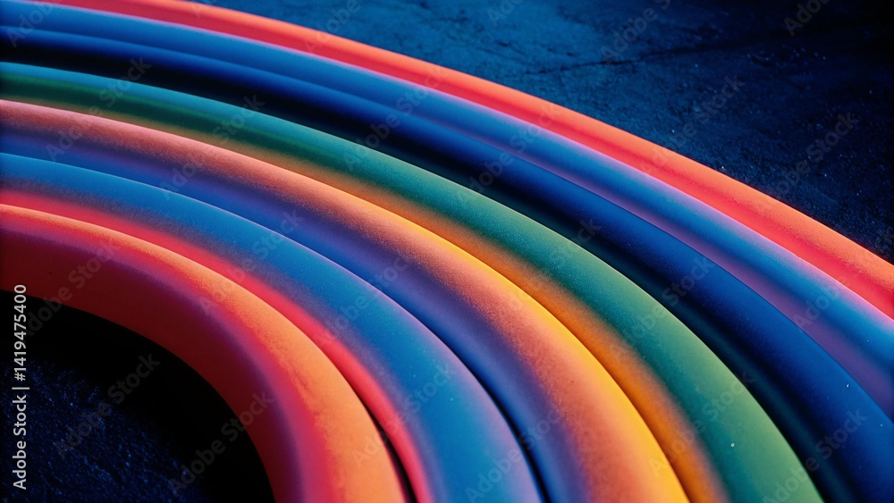 Leinwandbilder colorful abstract rainbow curve 3d flow background, vibrant waves fluid motion, psychedelic swirl pa