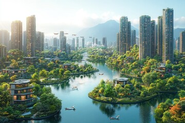 Naklejka premium Eco-friendly city
