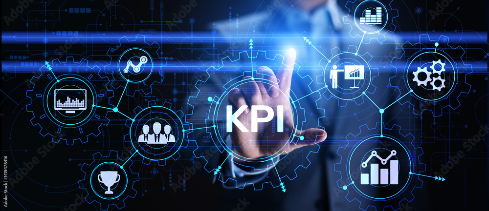 Poster kpi - key performance indicator. business and industrial analysis. internet and technology concept o