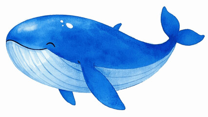 Cerulean depths: whale in wash blue smile happy isolated watercolor vector illustration svg 