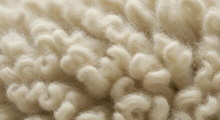 Close up view of soft white sheep wool texture detail patterns