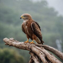 Obraz premium Red Kite bird on piece of wood