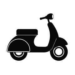 old fashioned scooter icon silhouette on white bac.eps