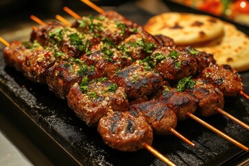 beef kebabs paired Clean truffle-infused naan crisps